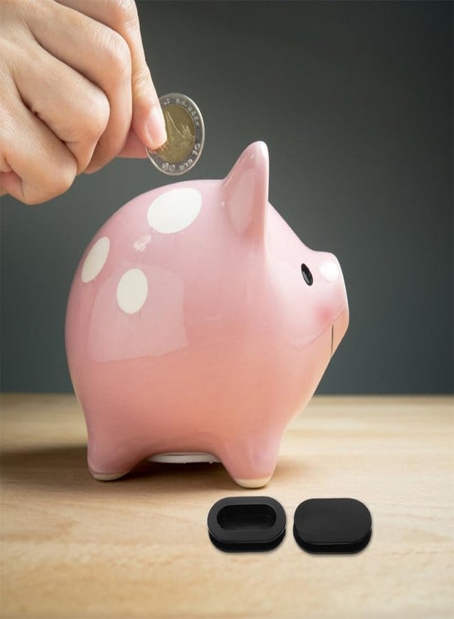 OUNONA 10-Pack Oval Silicone Piggy Bank Plugs Replacement Caps for Children S Coin Saving Jars Bottom Closure 1.77 X 0.98 Inches Black - Image 4
